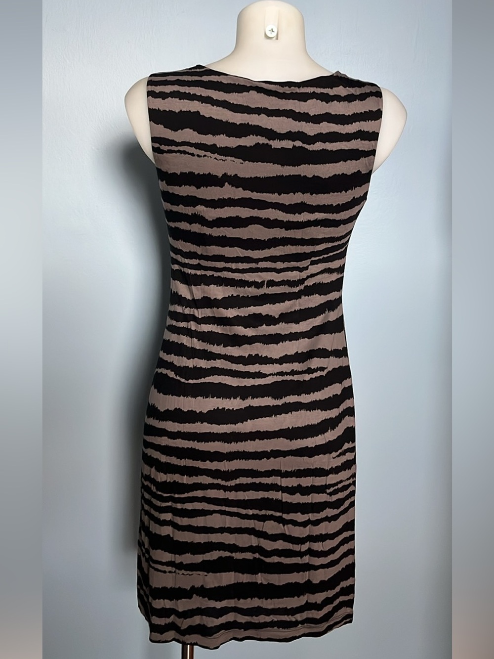 LOFT RUCHED SLEEVELESS STRIPED DRESS 👗 Size XSP - Picture 4 of 14